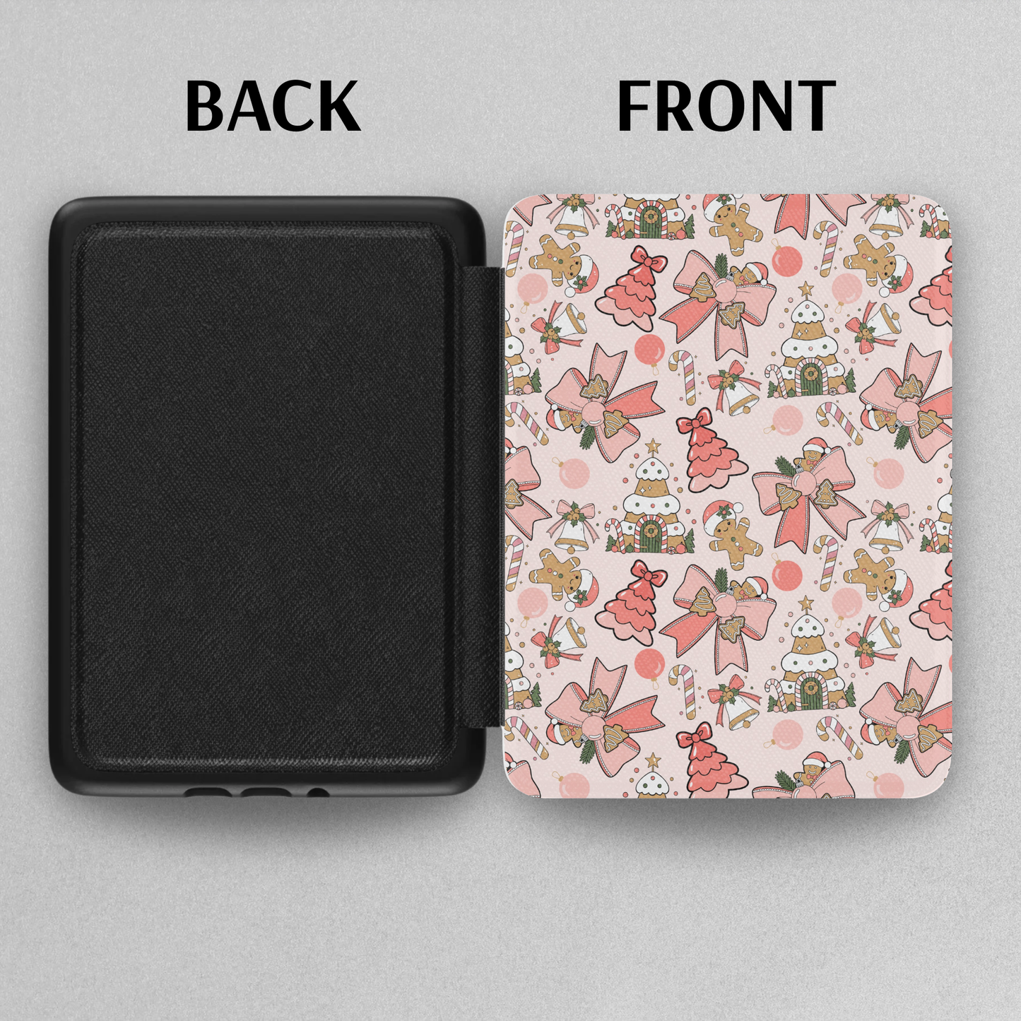 Coquette Gingerbread Bows Leather Kindle Case with Hand Strap