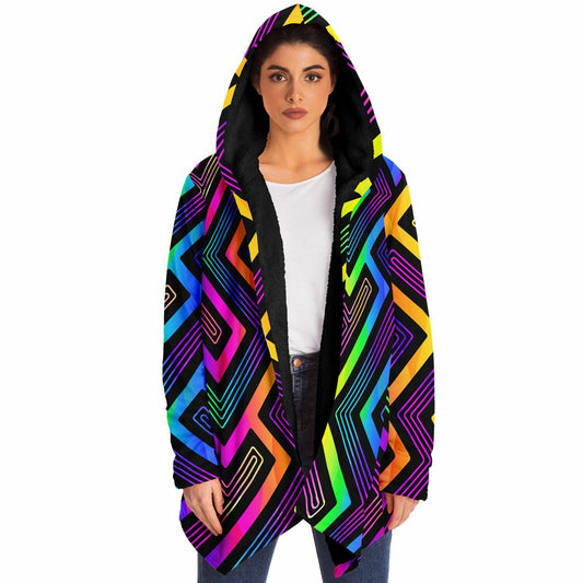 Psychedelic Shapes Fleece Lined Hooded Cloak