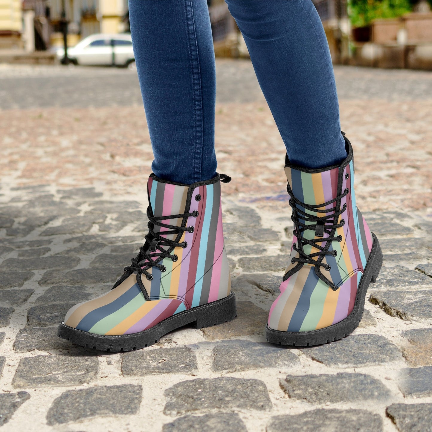 Eras Stripes TSwift Leather Combat Boots