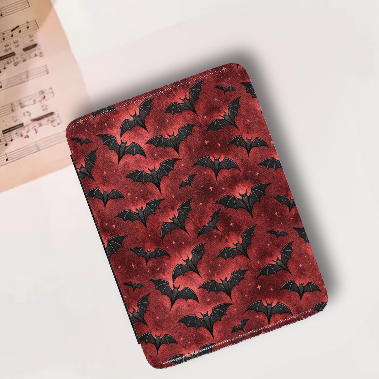 Gothic Vampire Bats Leather Kindle Case with Hand Strap