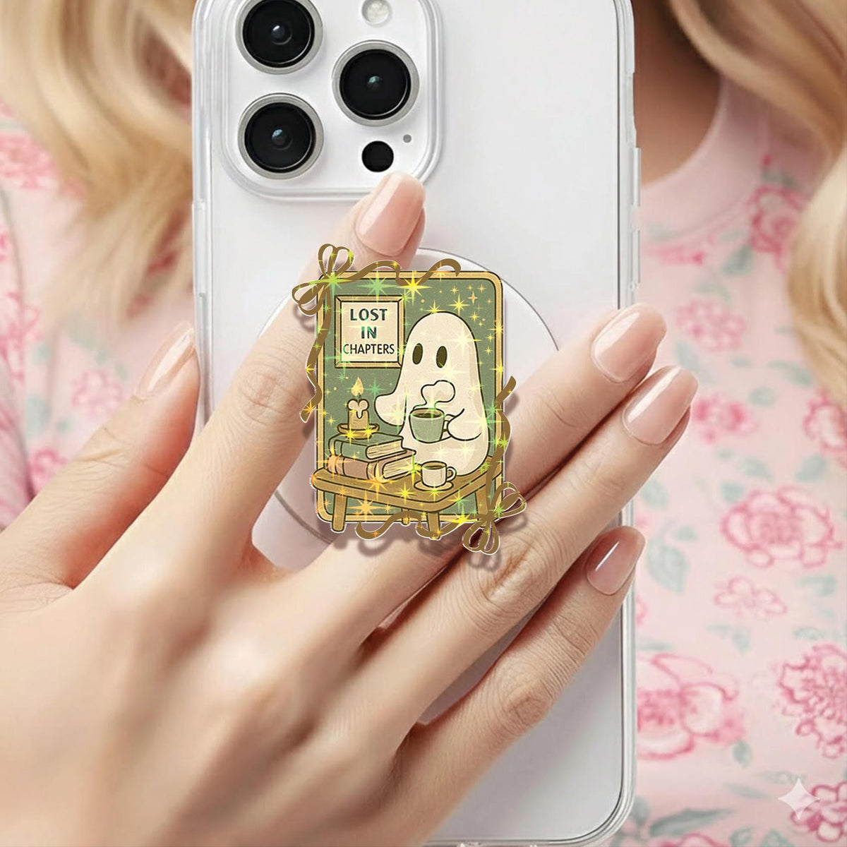 Ghost Reader Stamp Holographic MagSafe Kindle Phone Grip