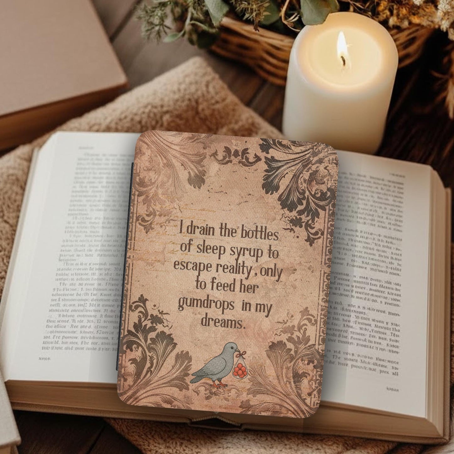 Sunrise on the Reaping Haymitch Red Gumdrops Leather Kindle Case with Hand Strap