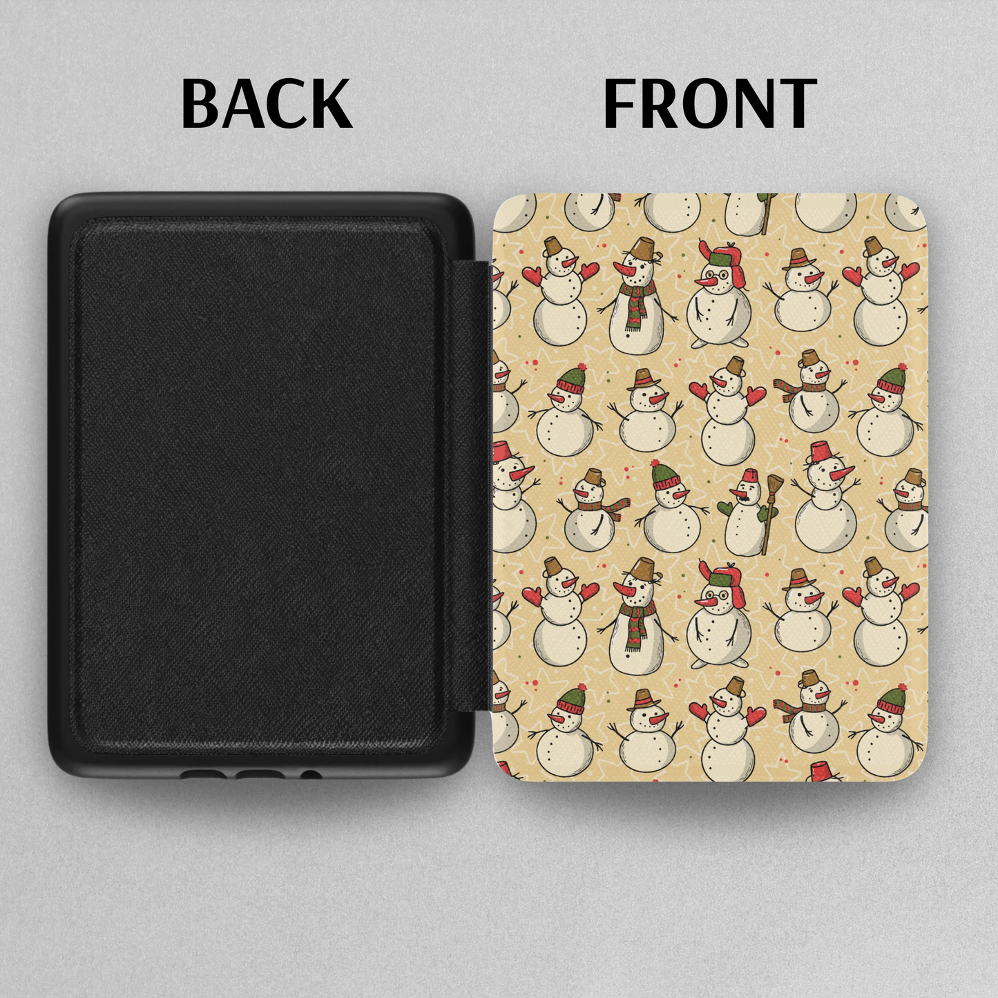 Vintage Snowmen Leather Kindle Case with Hand Strap