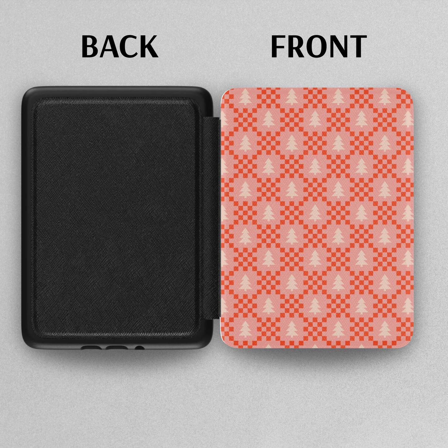 Christmas Tree Plaid Leather Kindle Case with Hand Strap