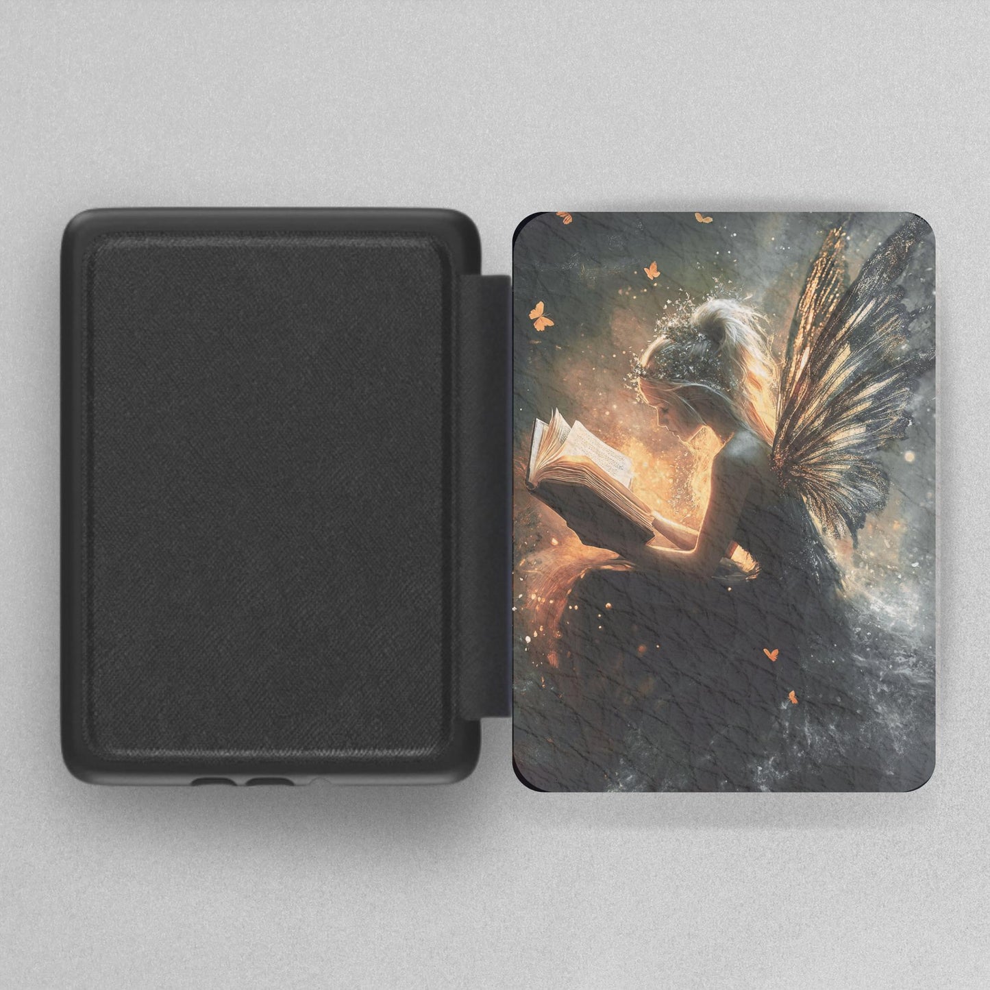 Fairy Reading Leather Kindle Case with Hand Strap