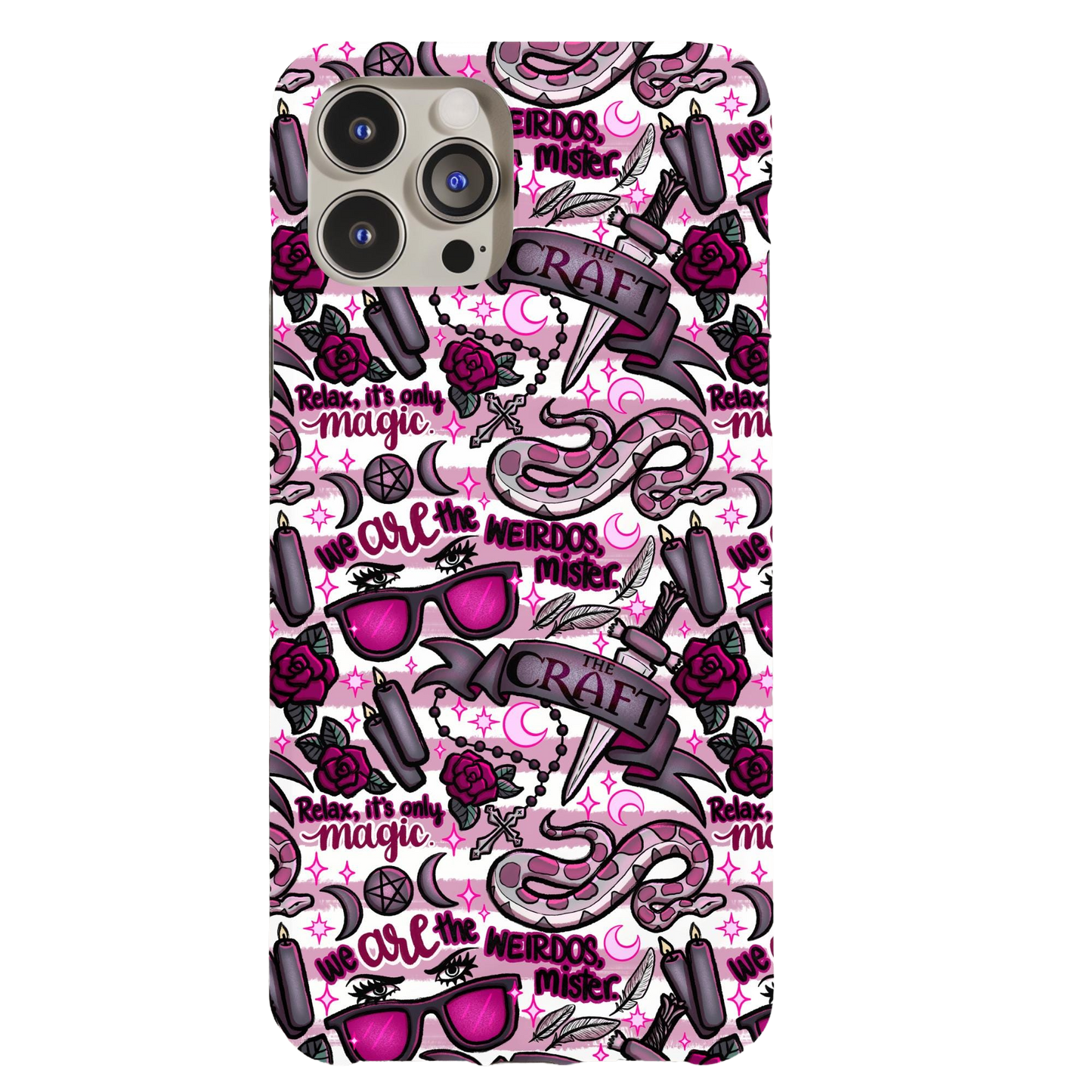 a pink phone case with a pattern of flowers