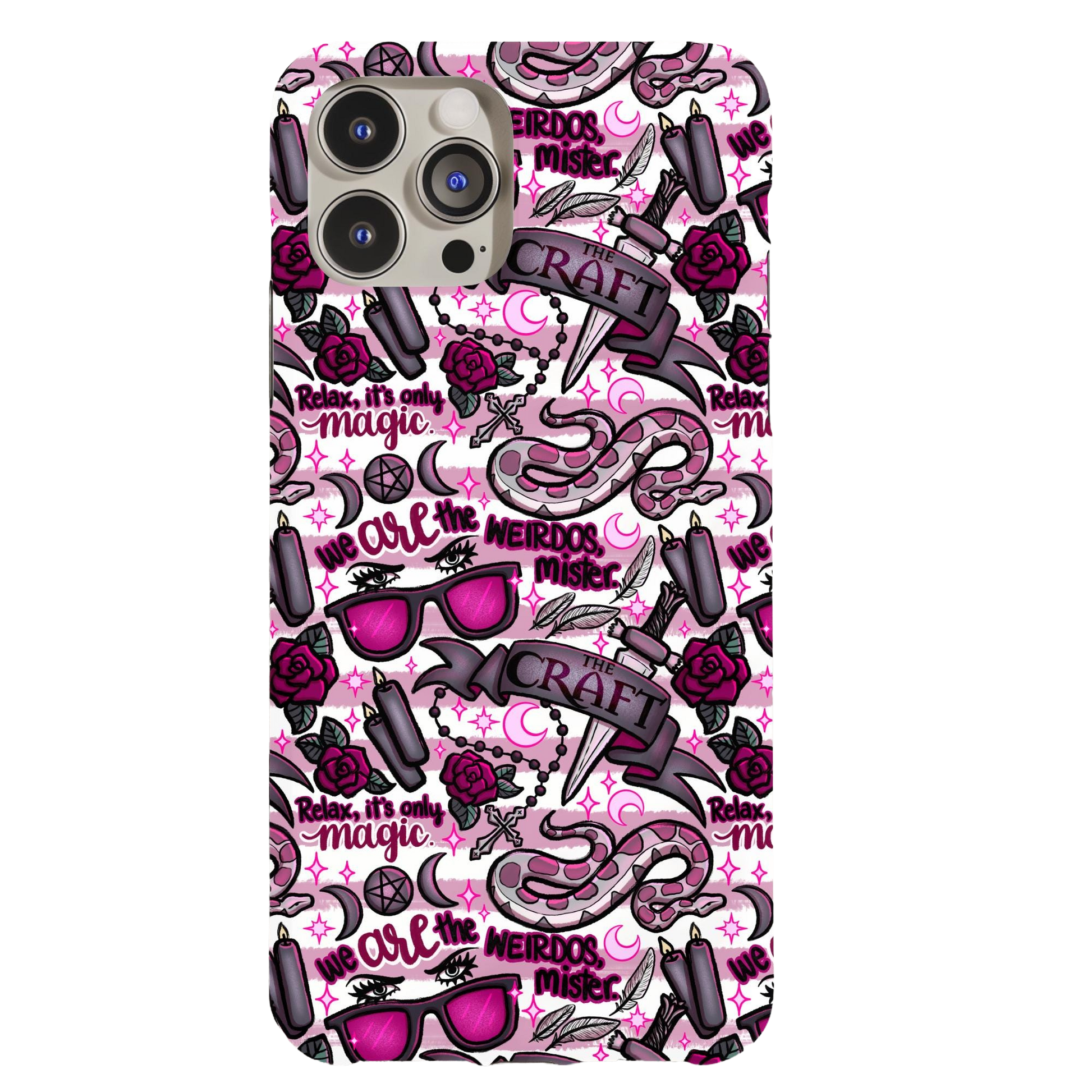a pink phone case with a pattern of flowers