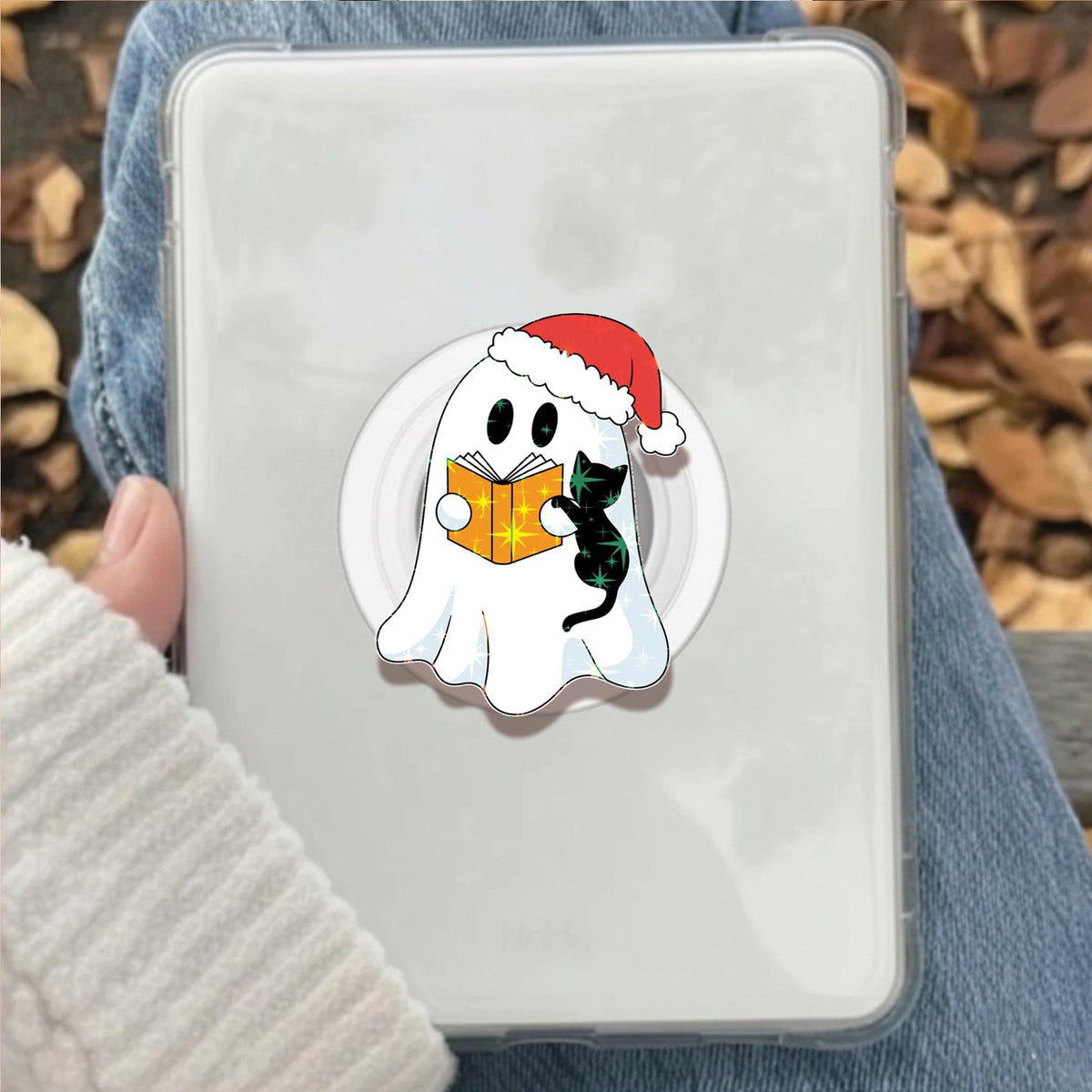 Ghost Santa Reader Black Cat Holographic MagSafe Kindle Phone grip