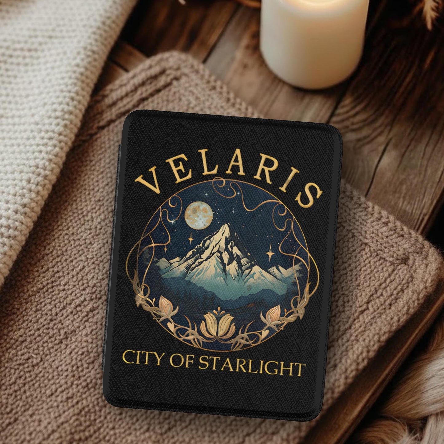 Velaris City of Starlight Leather Kindle Case with Hand Strap