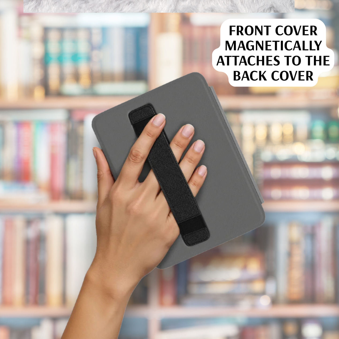 Coquette Christmas Frames Leather Kindle Case with Hand Strap