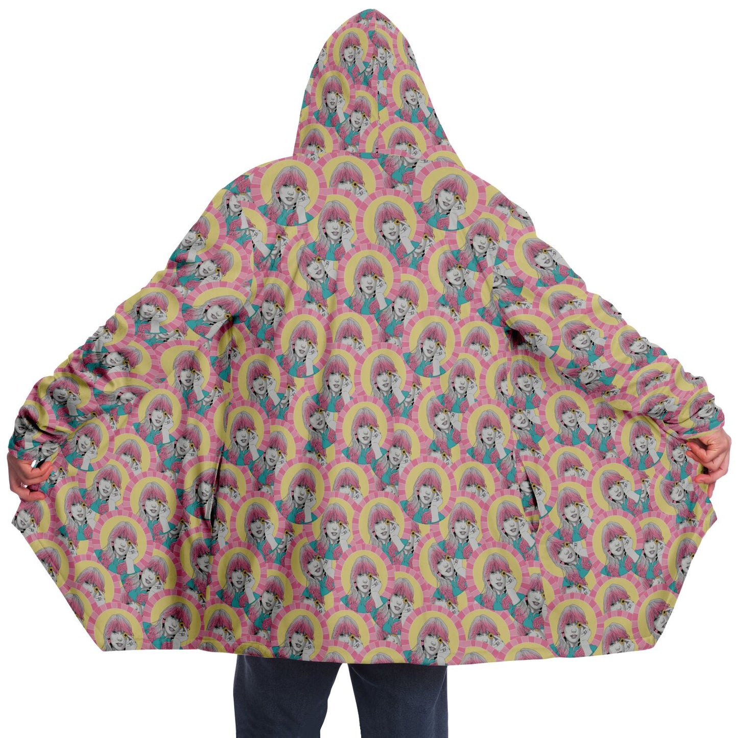 Pop Art TSwift Pattern Fleece Lined Hooded Cloak