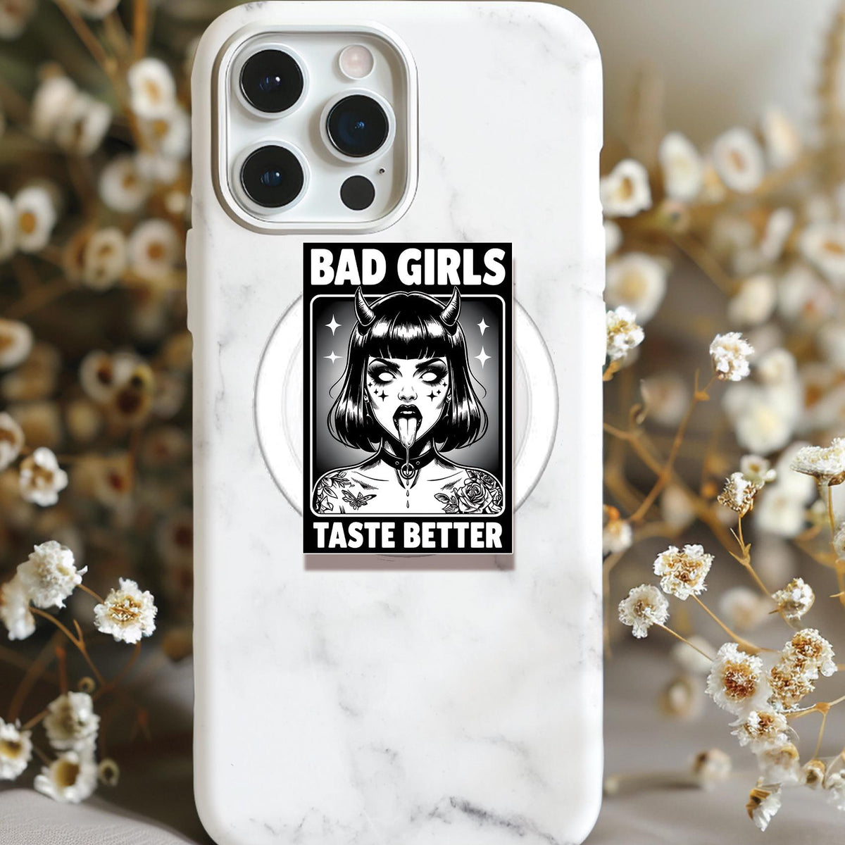 Goth Bad Girls Taste Better Holographic MagSafe Kindle Phone Grip