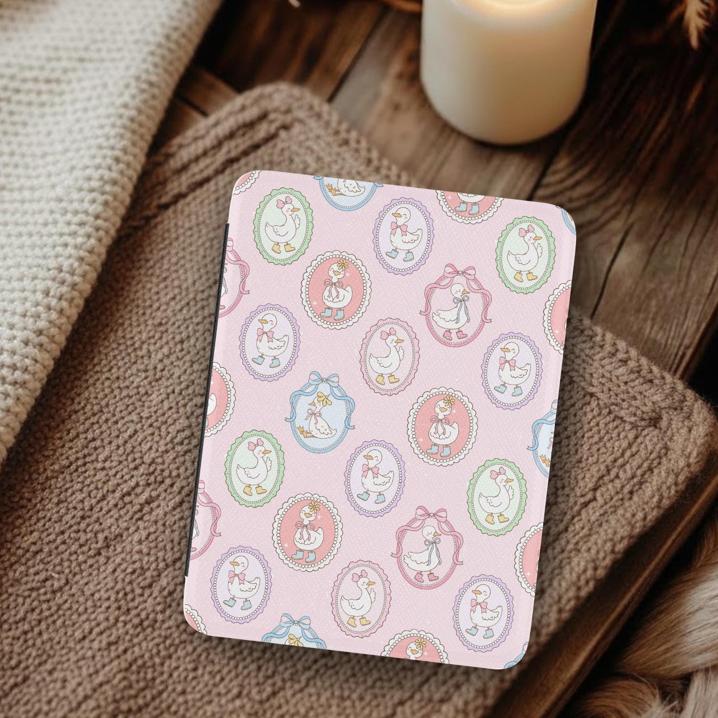 Coquette Goose Frames Leather Kindle Case with Hand Strap