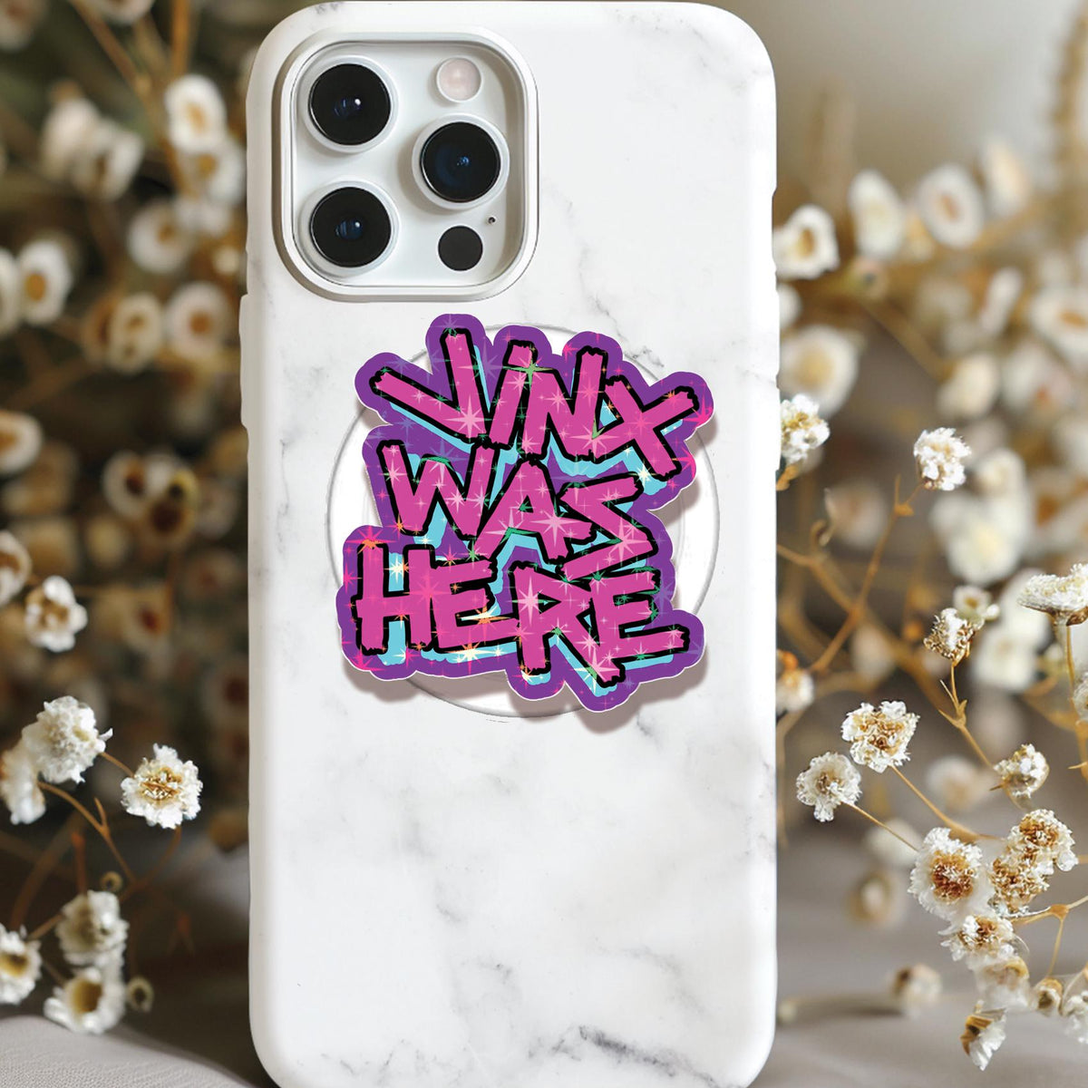 Jinx Was Here Arcane Graffiti Holographic MagSafe Kindle Phone Grip