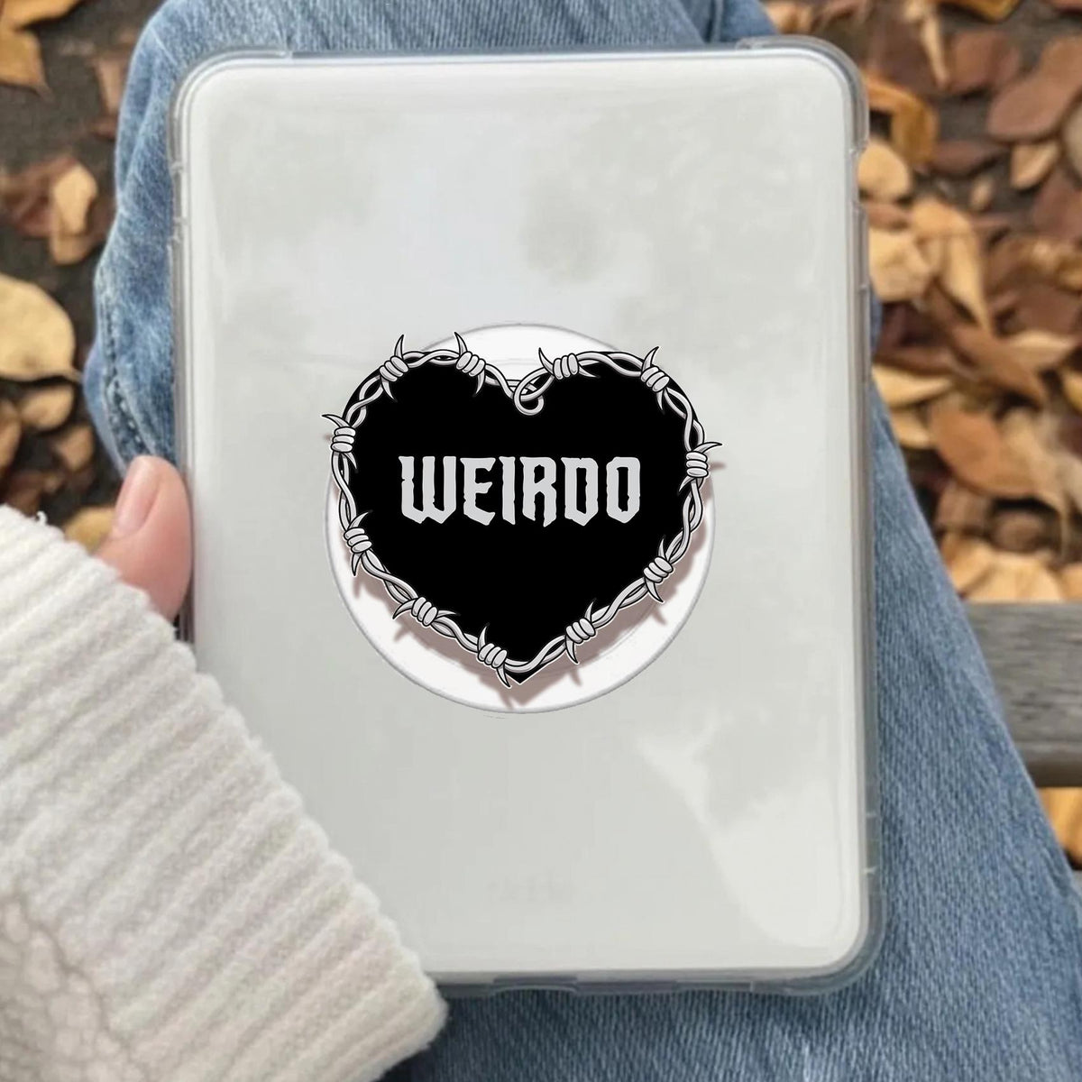 Weirdo Barbed Wire Heart Holographic MagSafe Kindle Phone Grip
