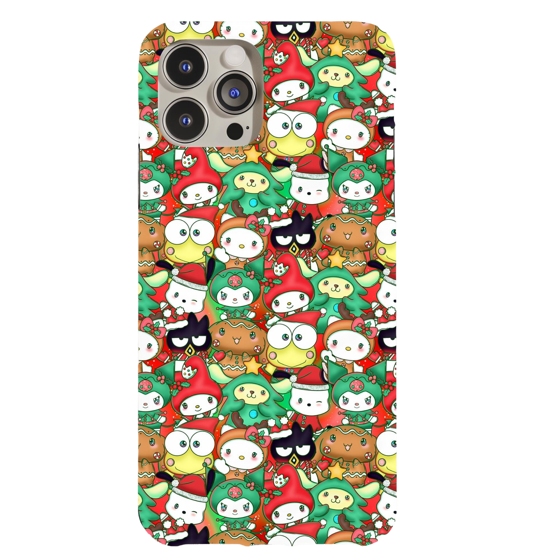 a phone case with a bunch of cartoon characters on it