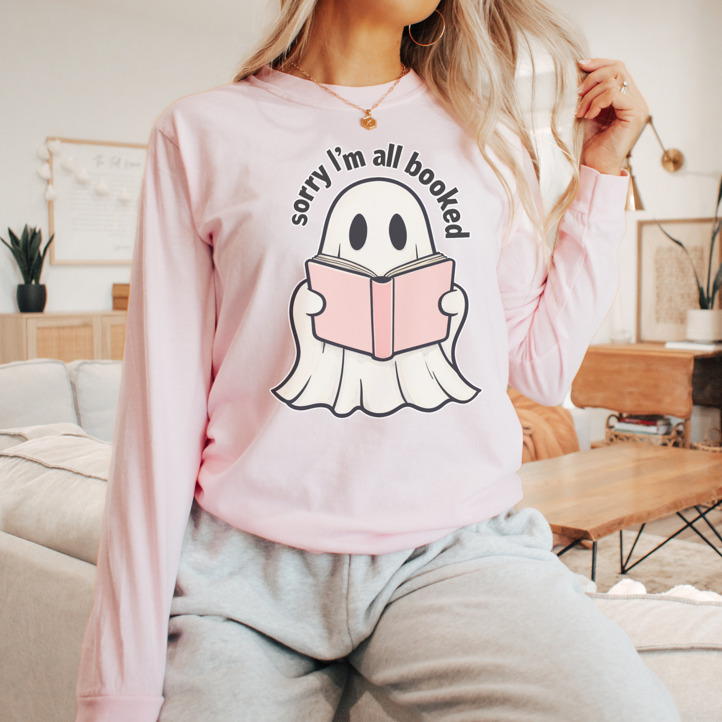 Sorry I'm All Booked Ghostie Bookish Comfort Colors® Shirt Sweatshirt