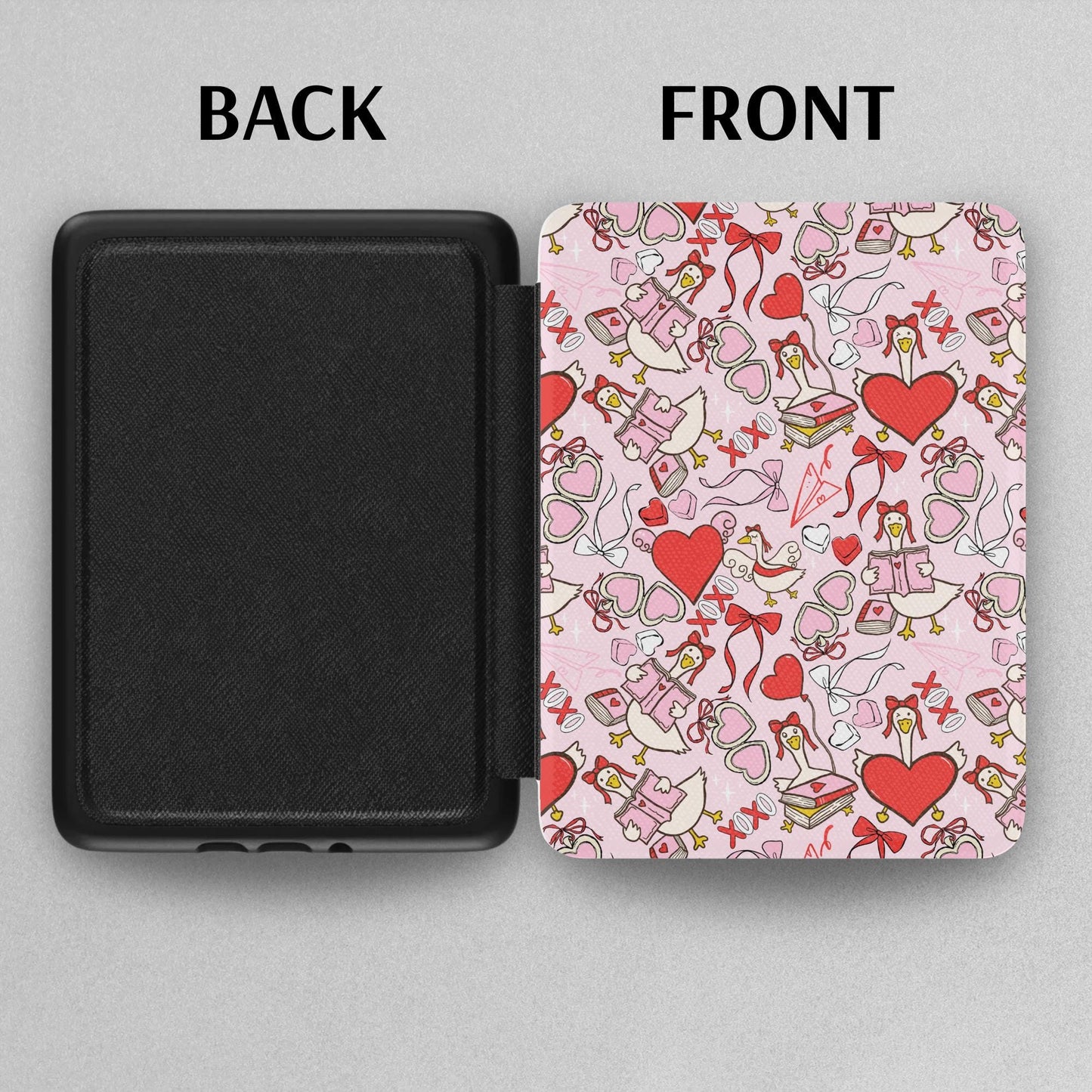 Love Heart Goose Leather Kindle Case with Hand Strap