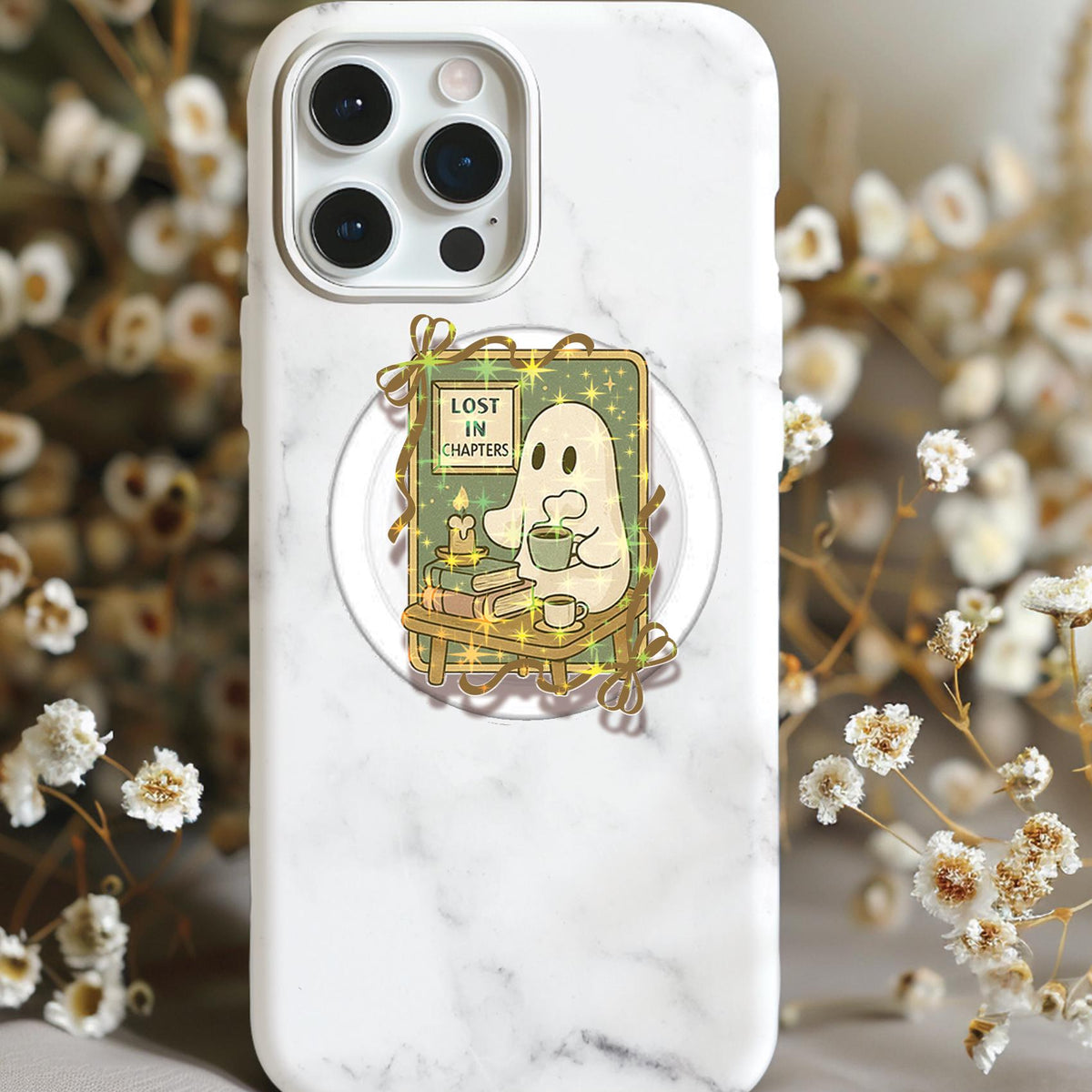 Ghost Reader Stamp Holographic MagSafe Kindle Phone Grip