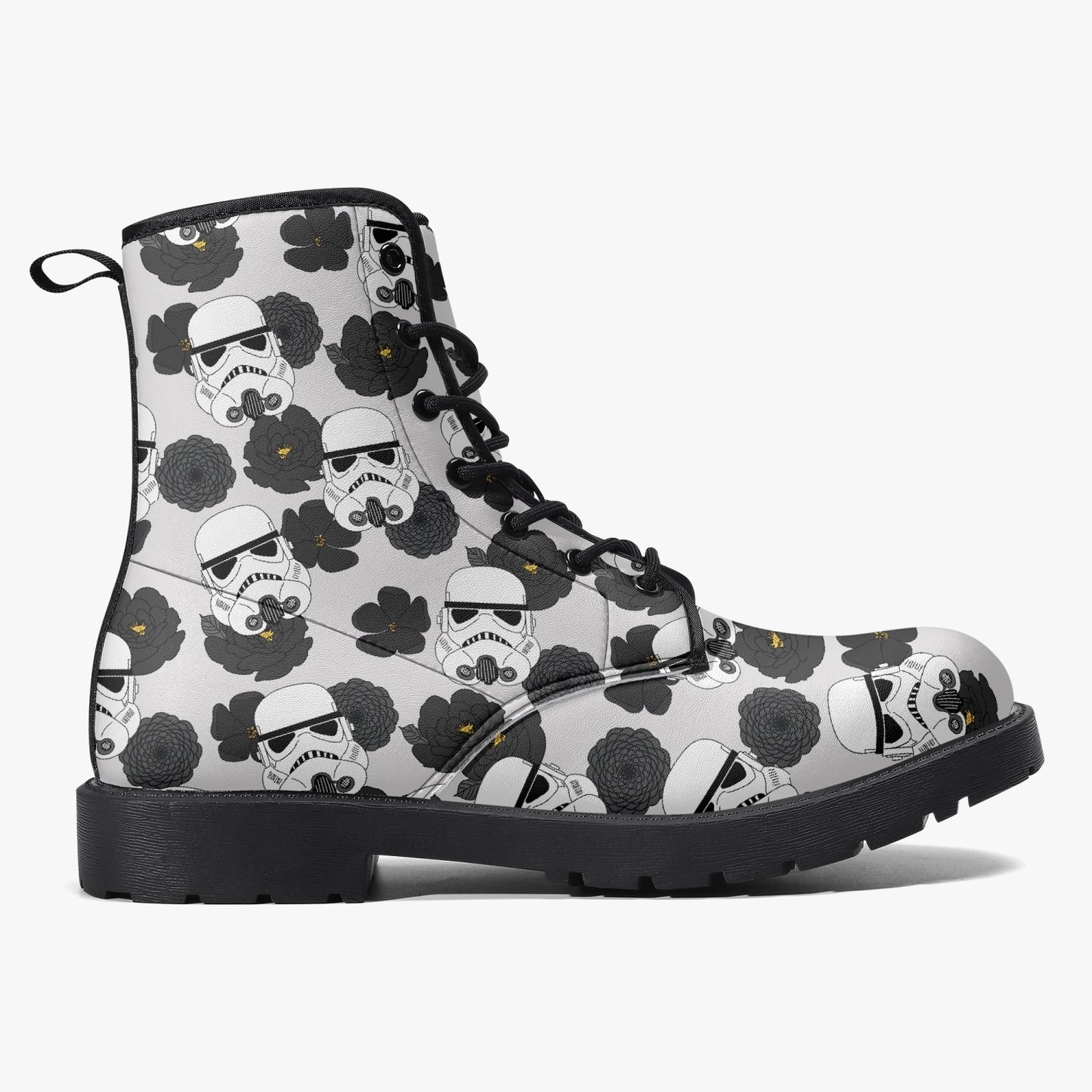 Storm Trooper Floral Leather Combat Boots