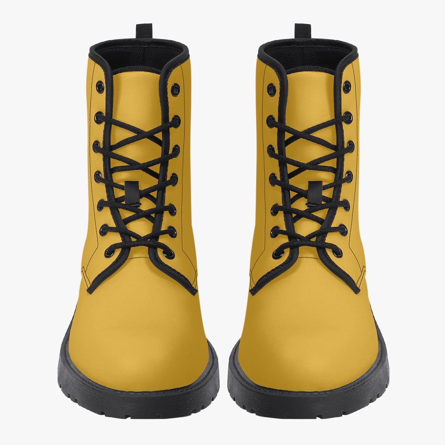 Daisy Yellow Leather Combat Boots