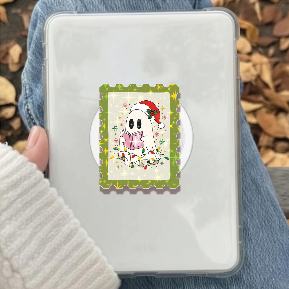 Santa Ghost Reader Stamp Holographic MagSafe Kindle Phone Grip