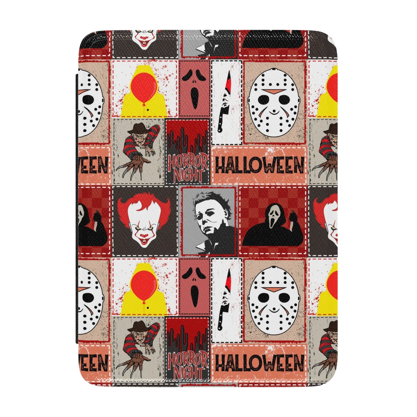 Halloween Horror Movies Patchwork Leather Kindle Case with Hand Strap