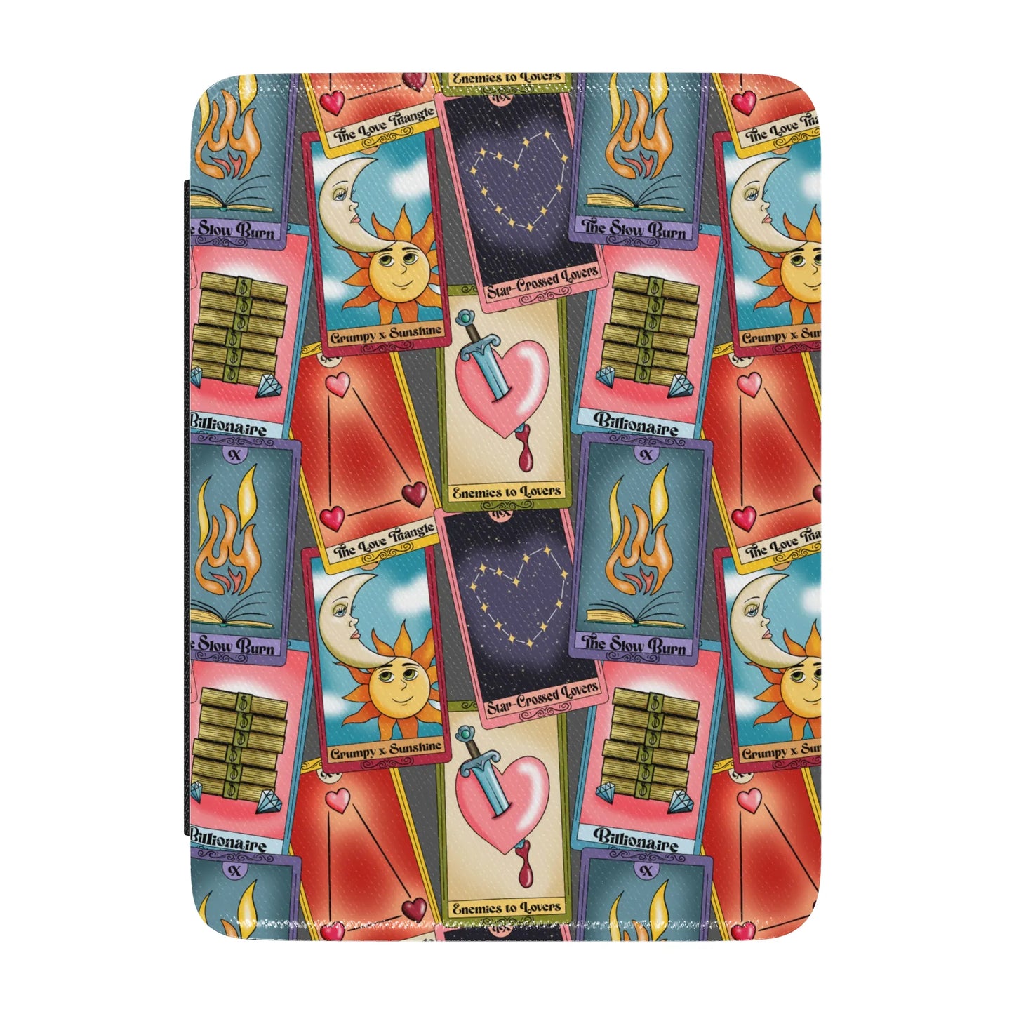 Bookish Tropes Tarot Leather Kindle Case with Hand Strap