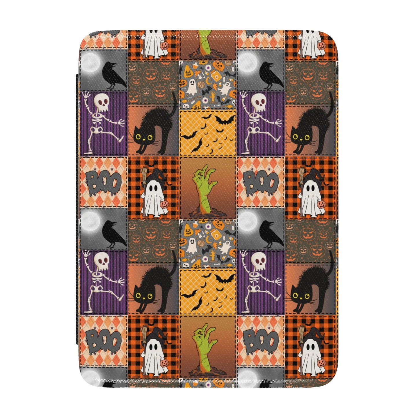 Halloween Patchwork Leather Kindle Case with Hand Strap