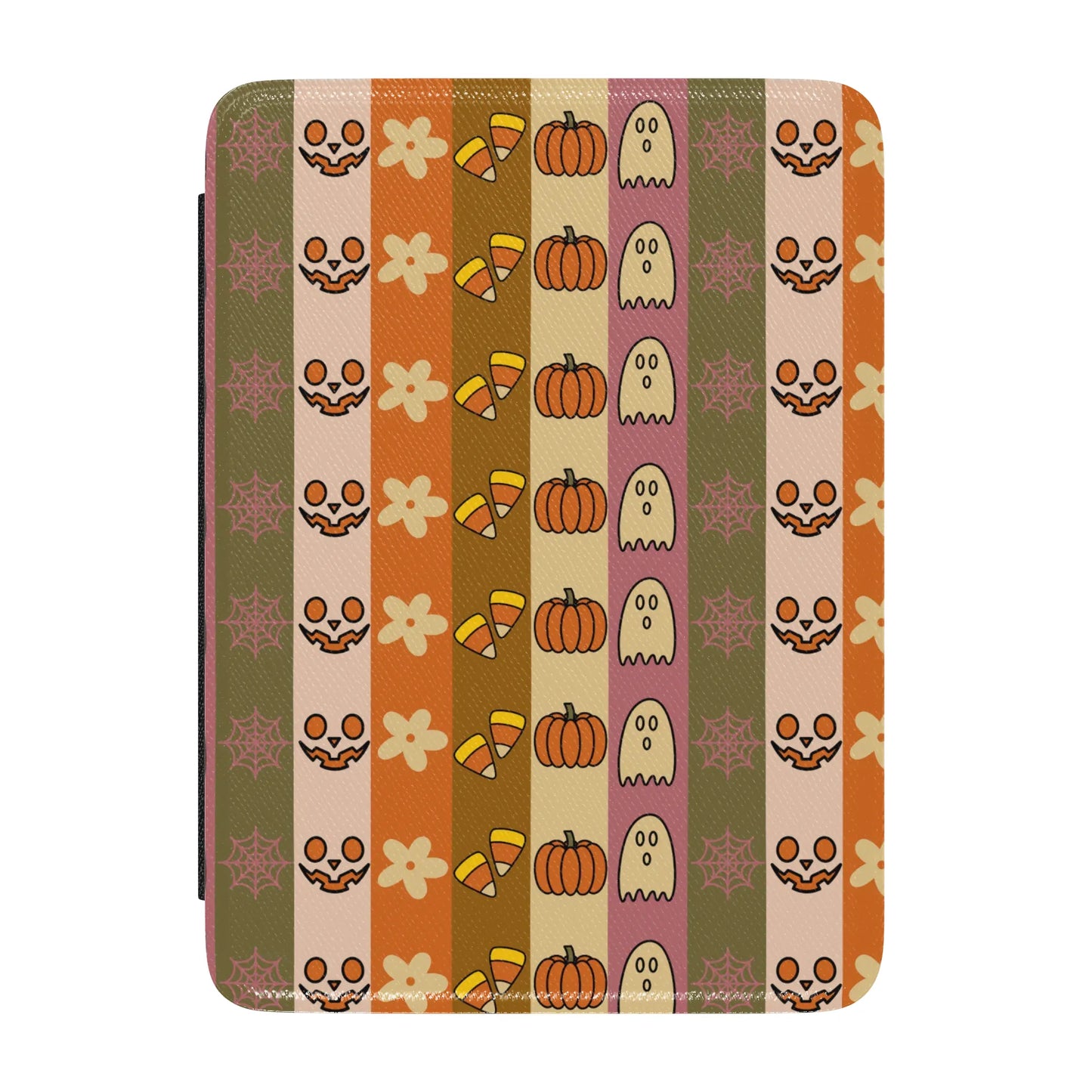 Autumn Fall Stripes Leather Kindle Case with Hand Strap