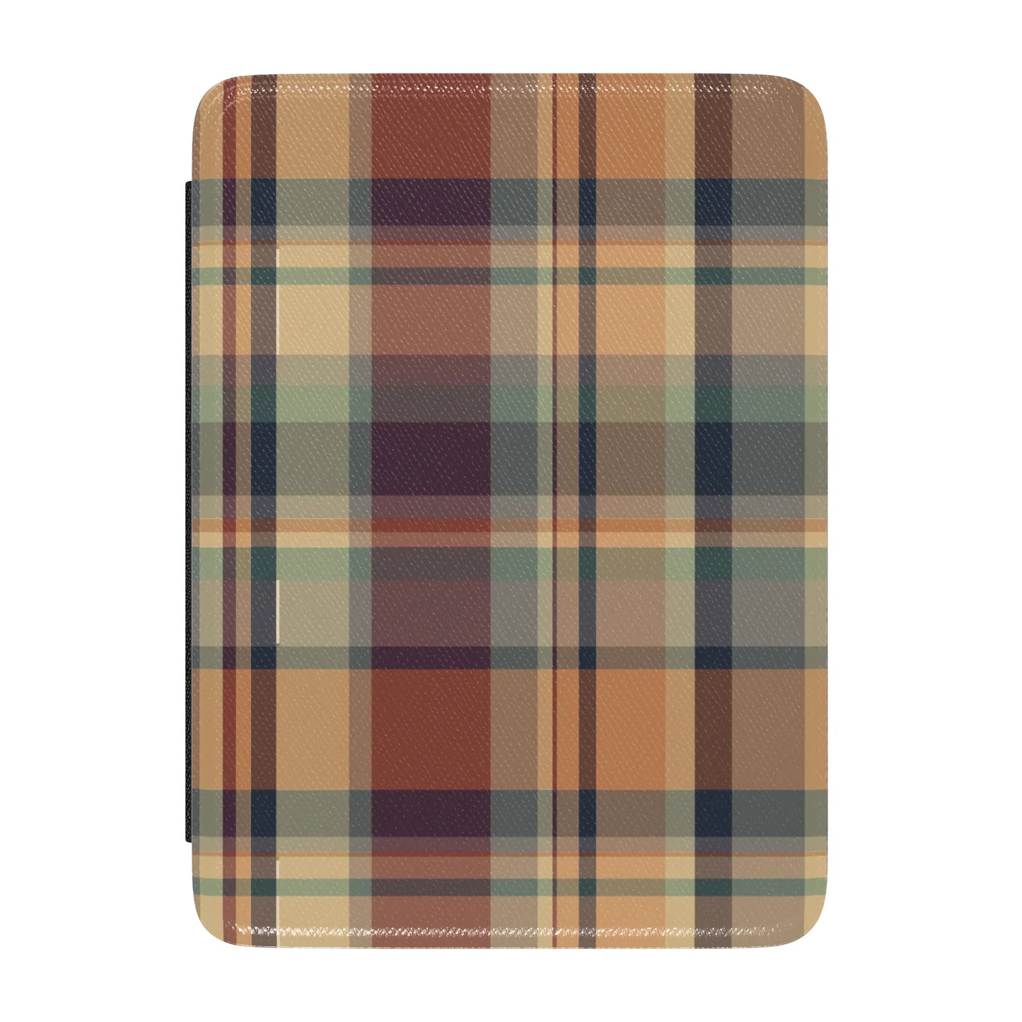 Autumn Fall Plaid Leather Kindle Case with Hand Strap