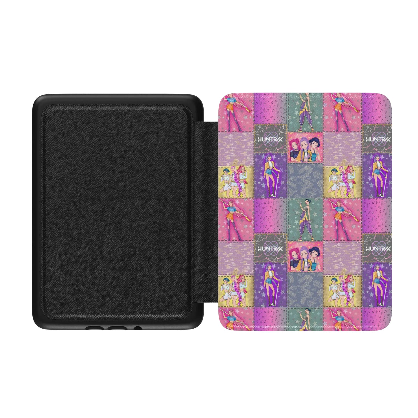K-pop Demon Hunters Patchwork Leather Kindle Case with Hand Strap