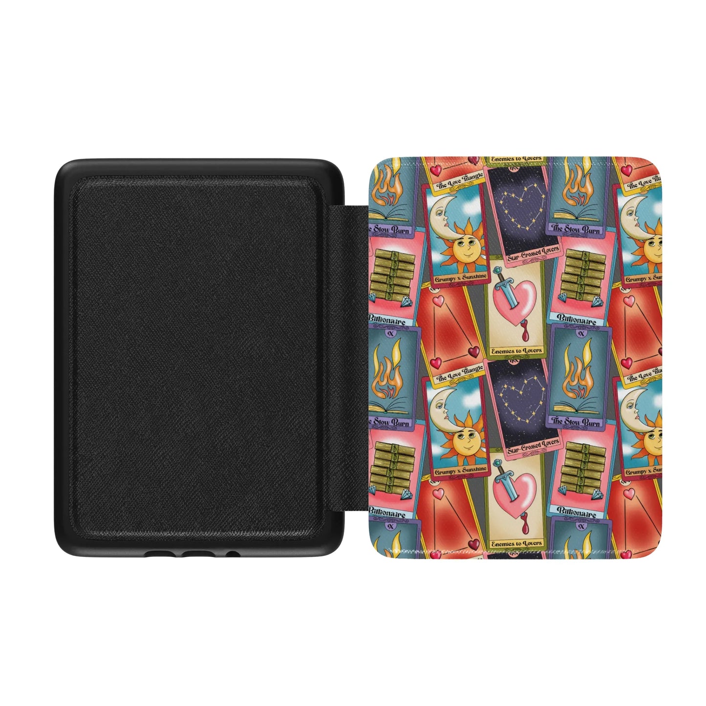 Bookish Tropes Tarot Leather Kindle Case with Hand Strap