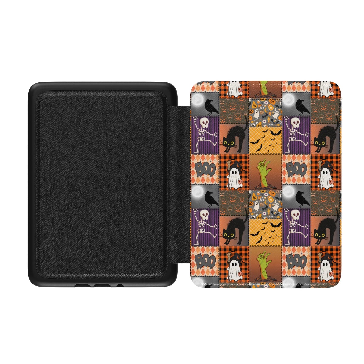 Halloween Patchwork Leather Kindle Case with Hand Strap