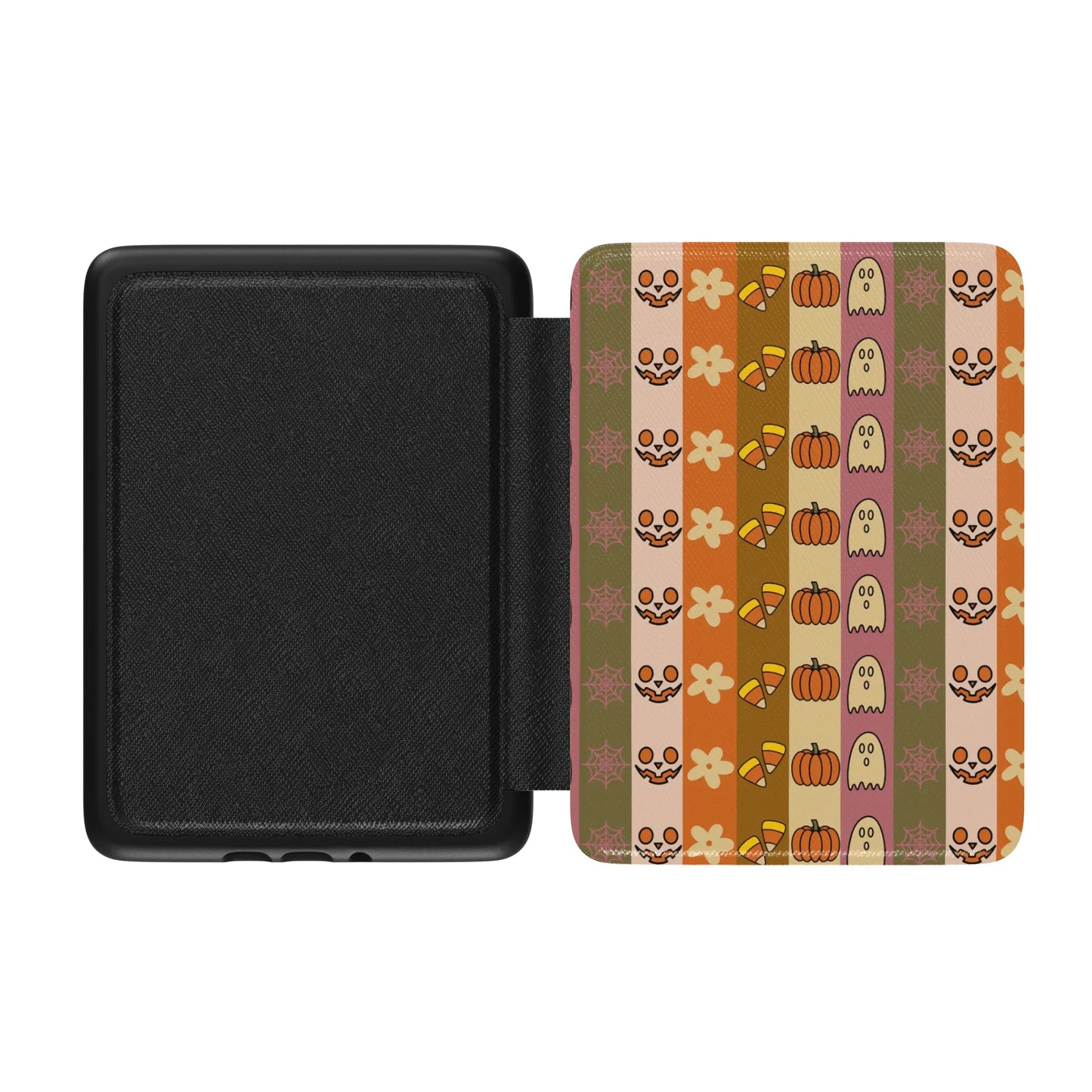 Autumn Fall Stripes Leather Kindle Case with Hand Strap