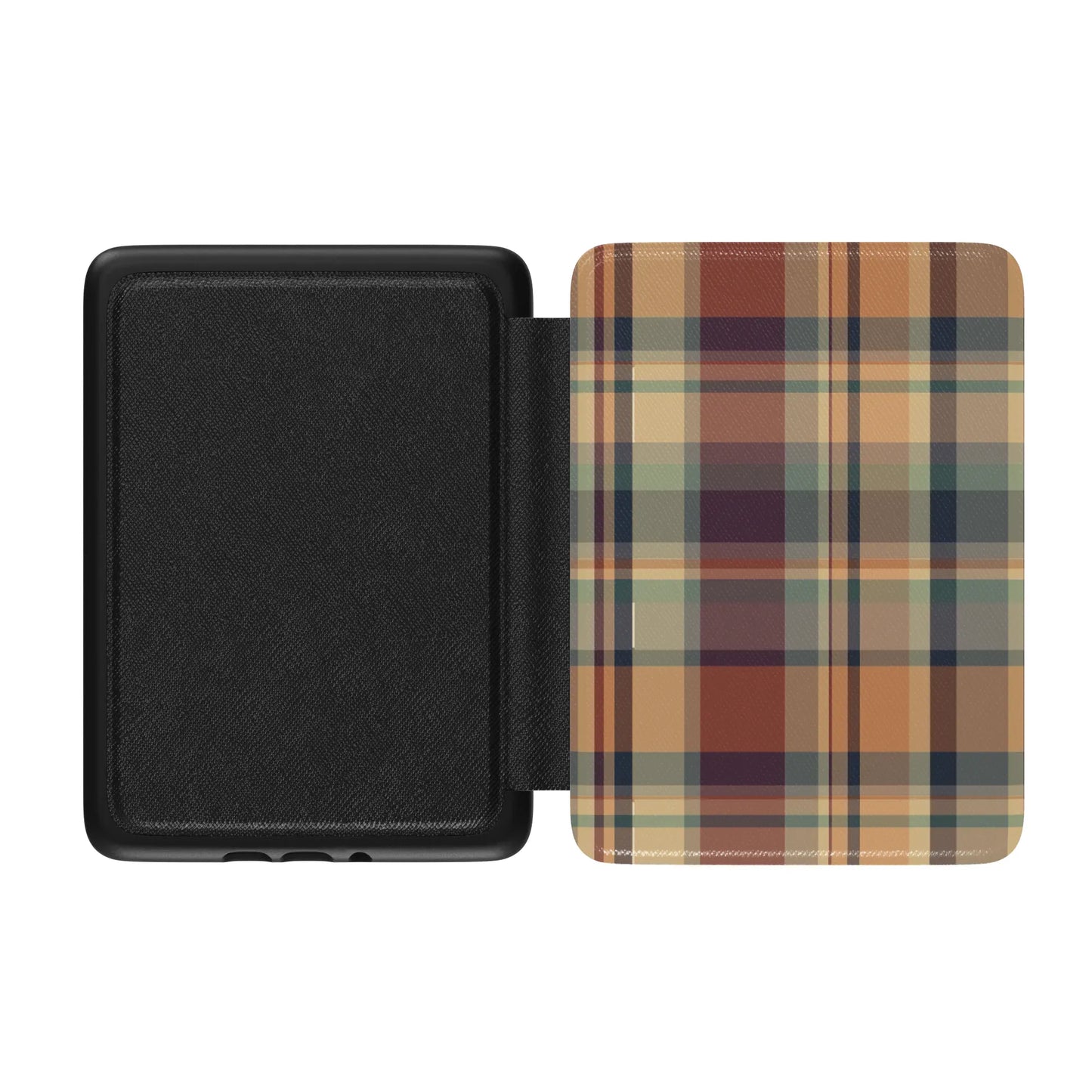 Autumn Fall Plaid Leather Kindle Case with Hand Strap