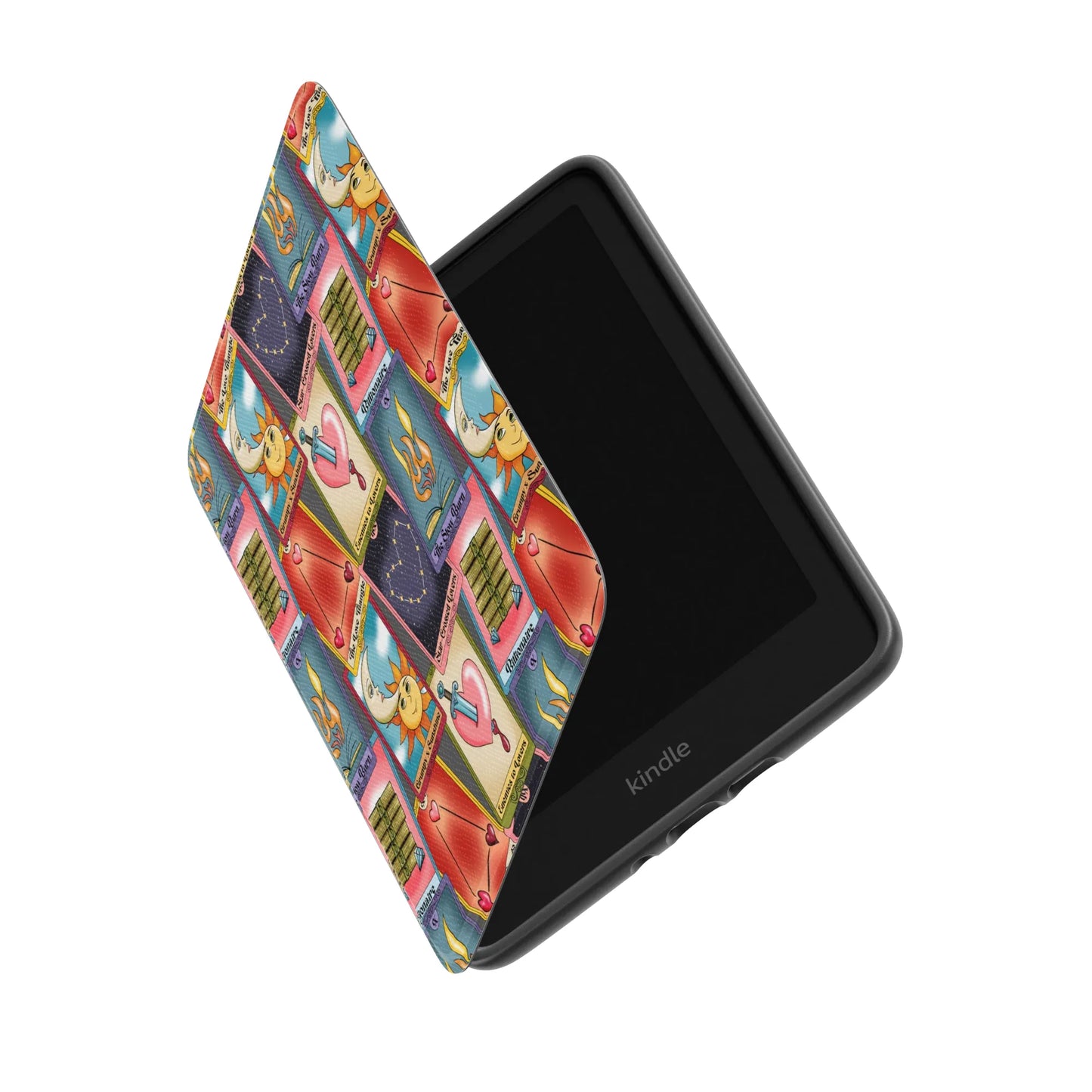 Bookish Tropes Tarot Leather Kindle Case with Hand Strap