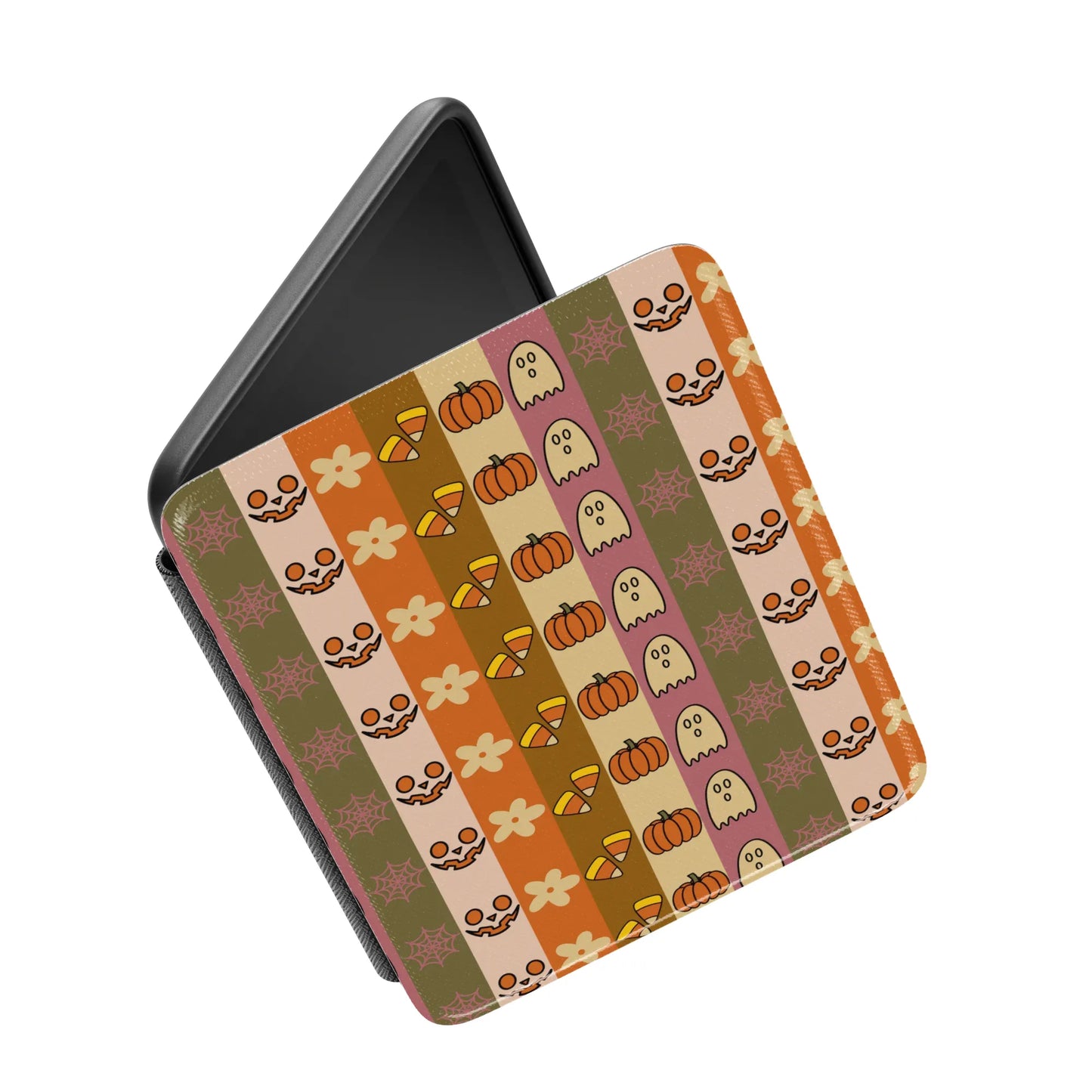 Autumn Fall Stripes Leather Kindle Case with Hand Strap