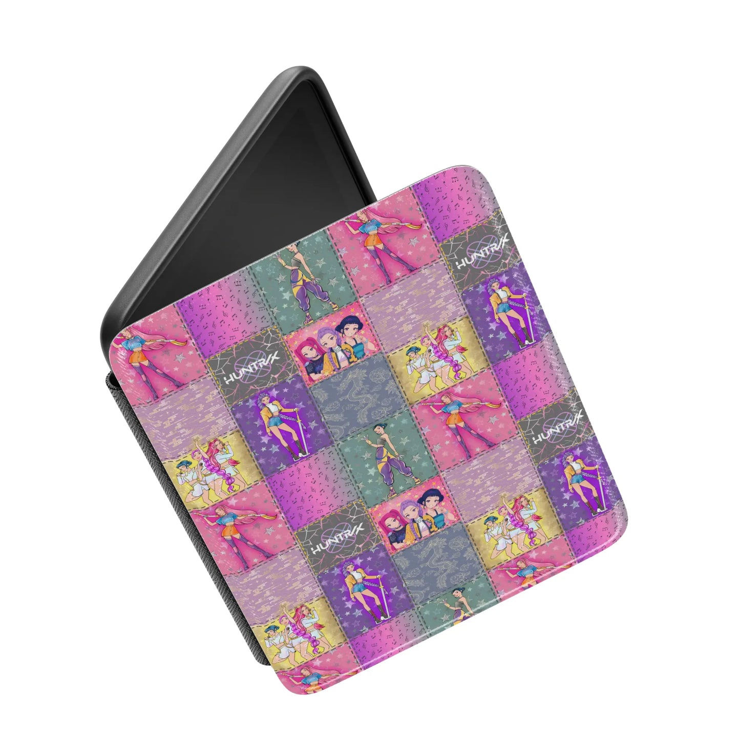 K-pop Demon Hunters Patchwork Leather Kindle Case with Hand Strap
