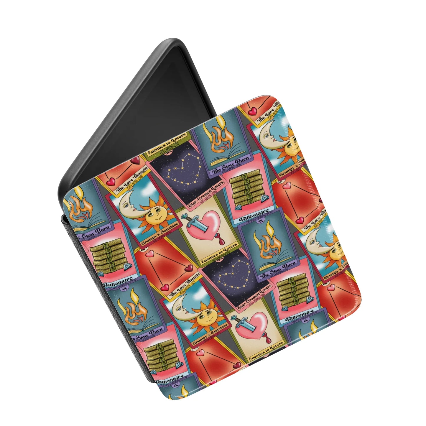 Bookish Tropes Tarot Leather Kindle Case with Hand Strap