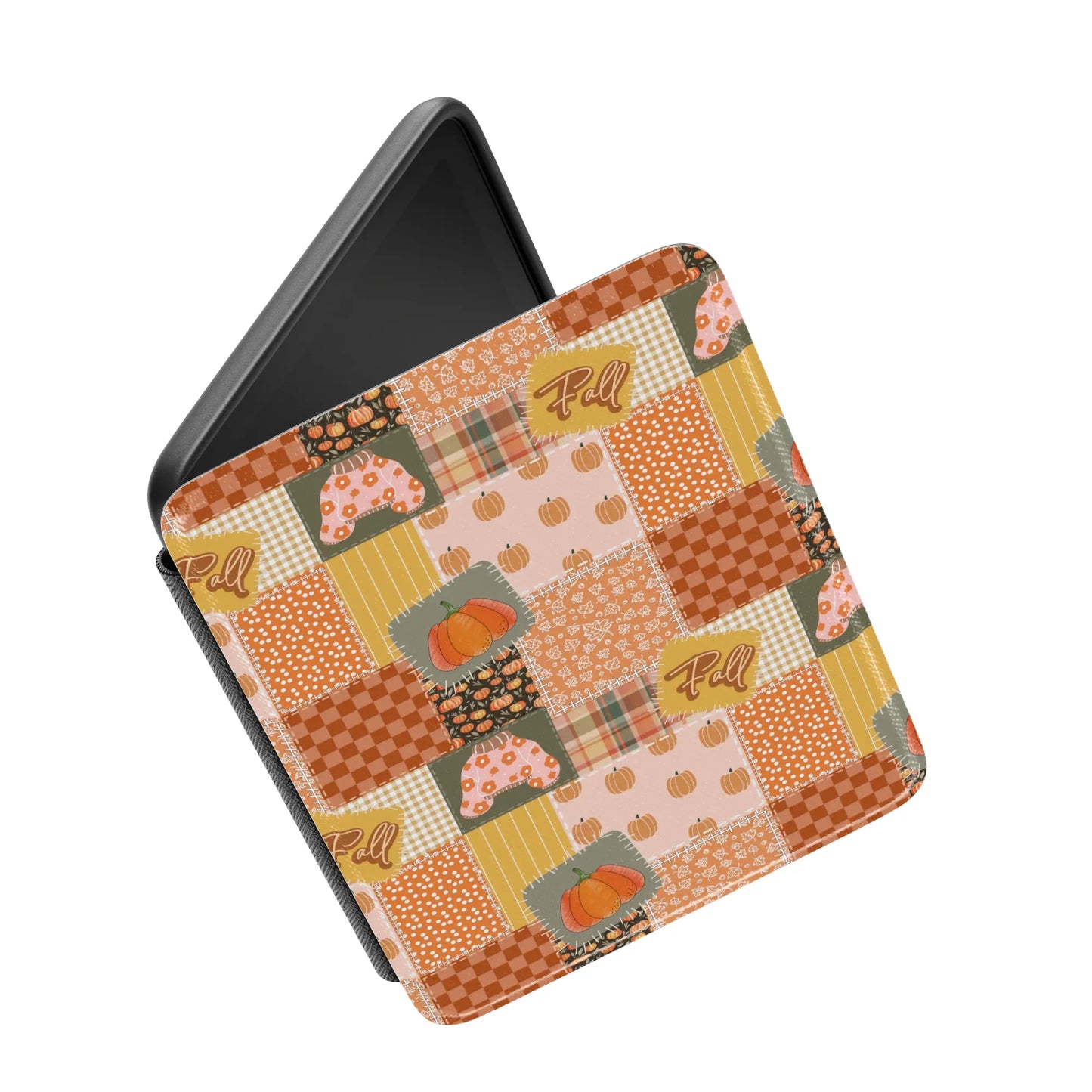 Autumn Fall Sweater Patchwork Leather Kindle Case with Hand Strap