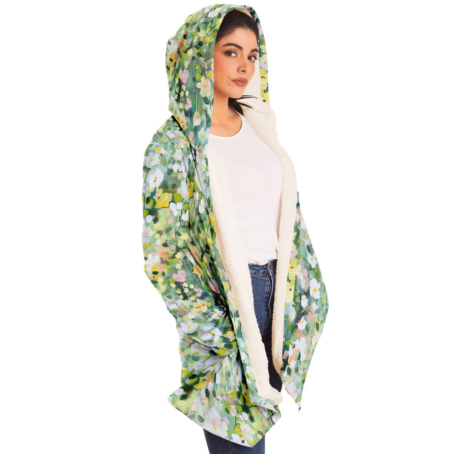 Meadow Flowers Fleece Lined Hooded Cloak