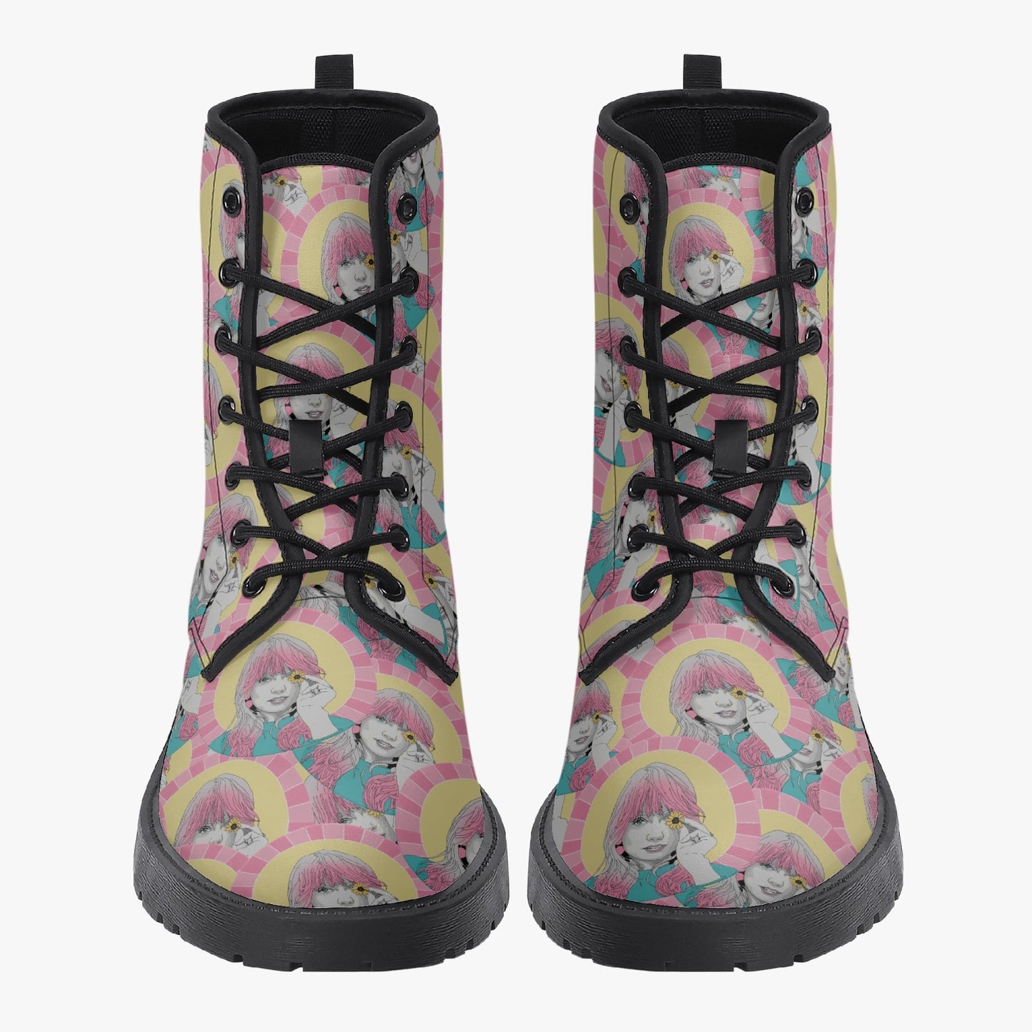 Pop Art TSwift Leather Combat Boots