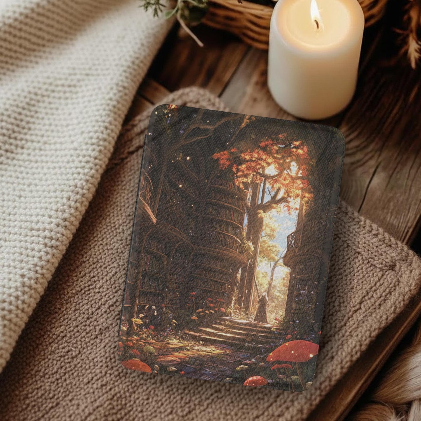 Wizard Magical Library Leather Kindle Case with Hand Strap