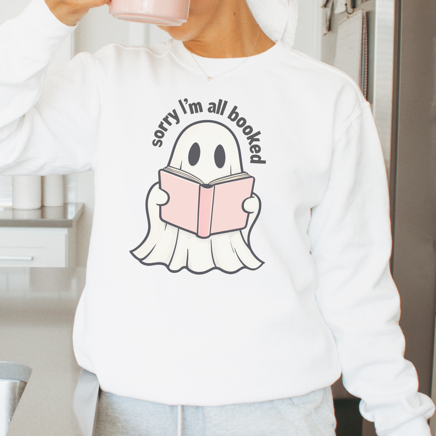 Sorry I'm All Booked Ghostie Bookish Comfort Colors® Shirt Sweatshirt