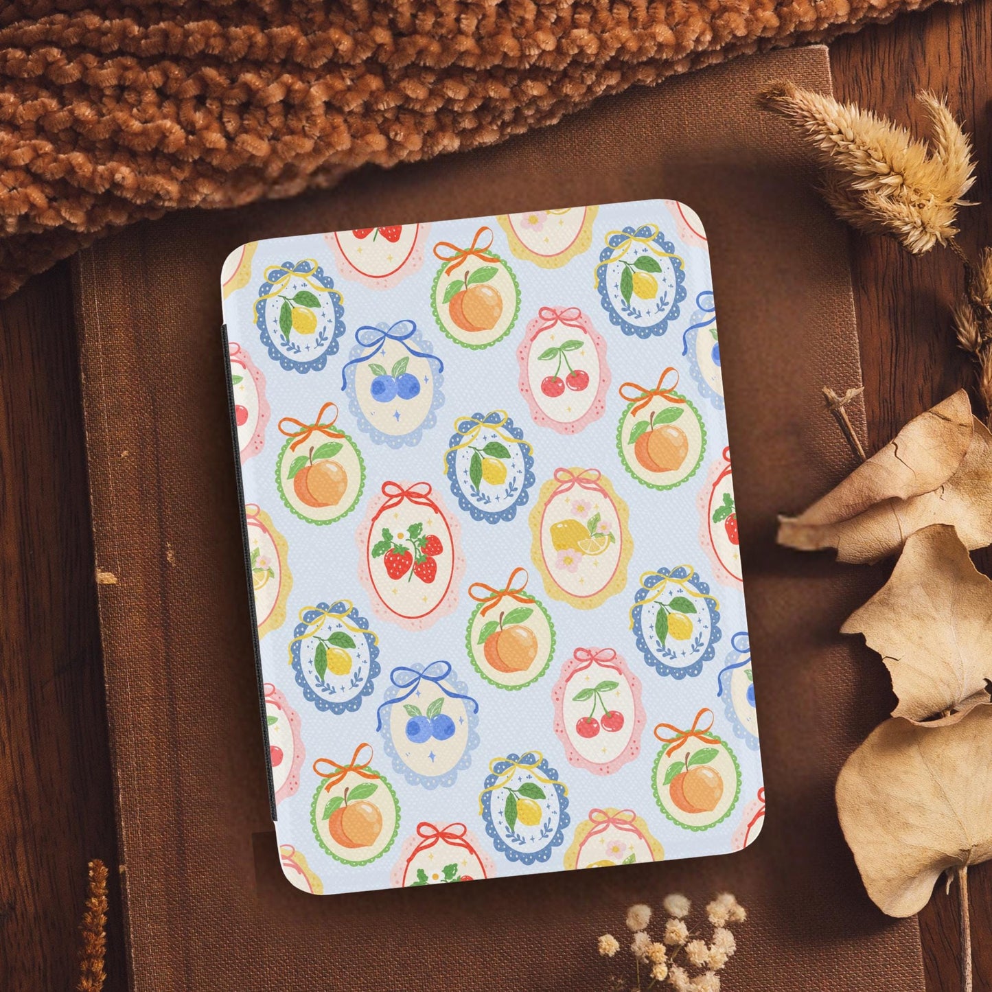 Coquette Fruit Frames Leather Kindle Case with Hand Strap
