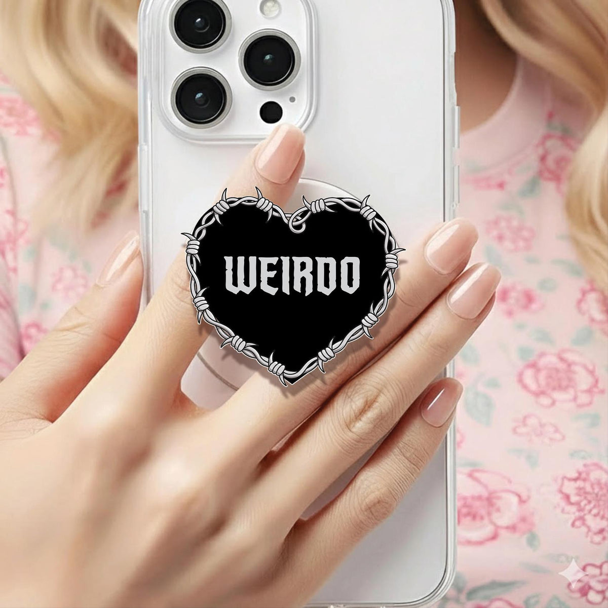 Weirdo Barbed Wire Heart Holographic MagSafe Kindle Phone Grip