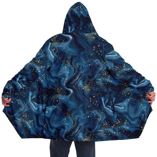 Blue Cosmic Swirl Fleece Lined Hooded Cloak