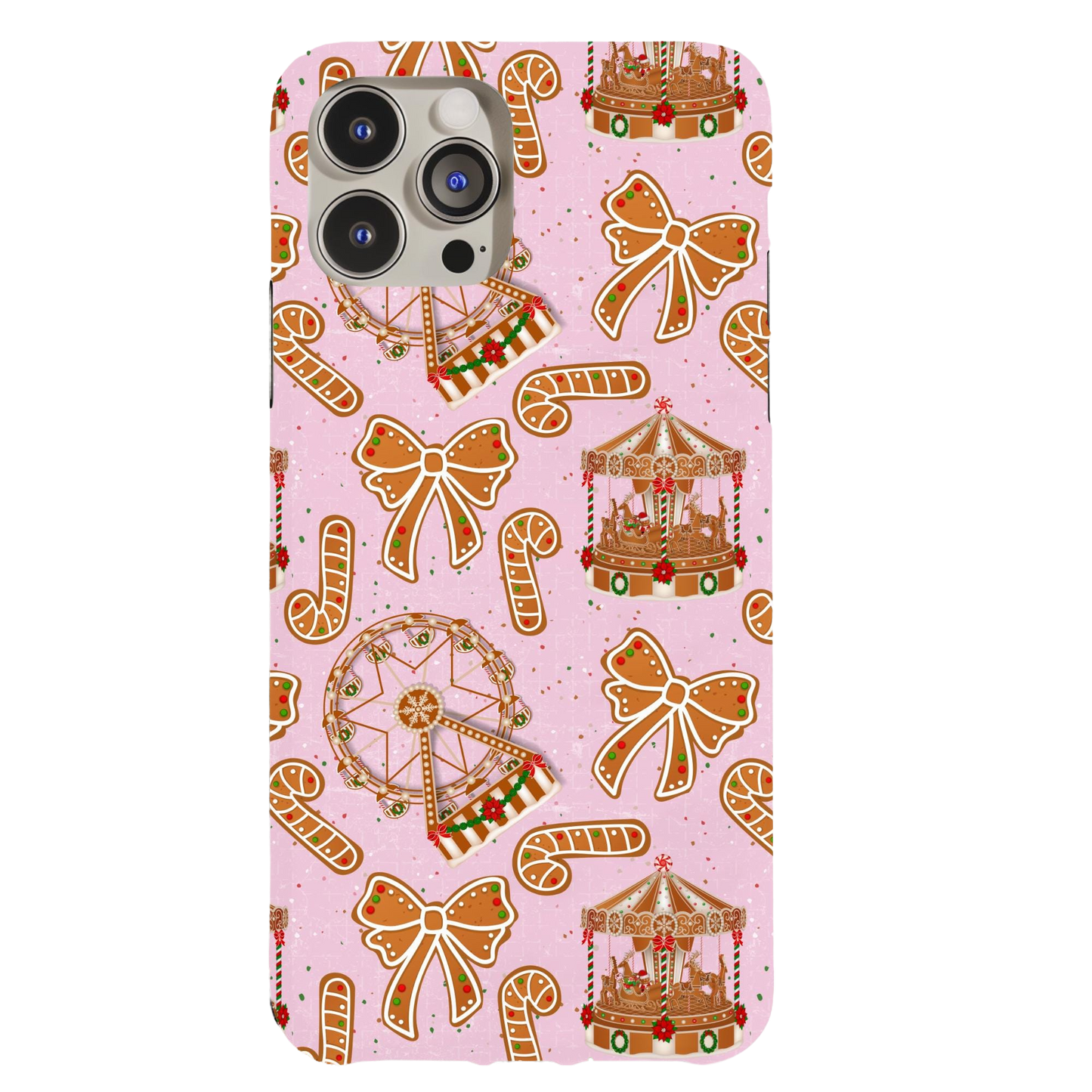 a pink phone case with a carnival theme