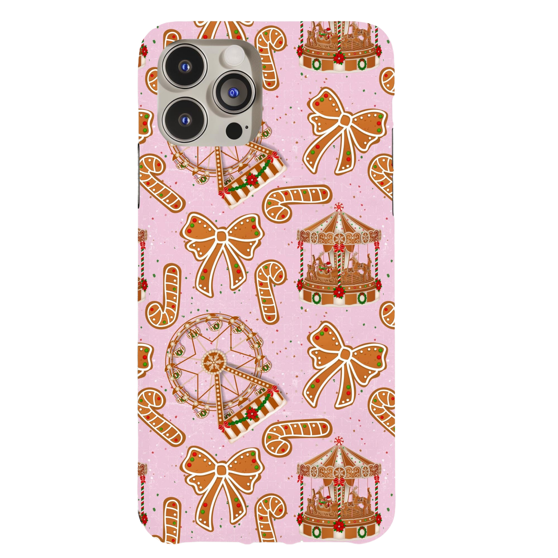 a pink phone case with a carnival theme